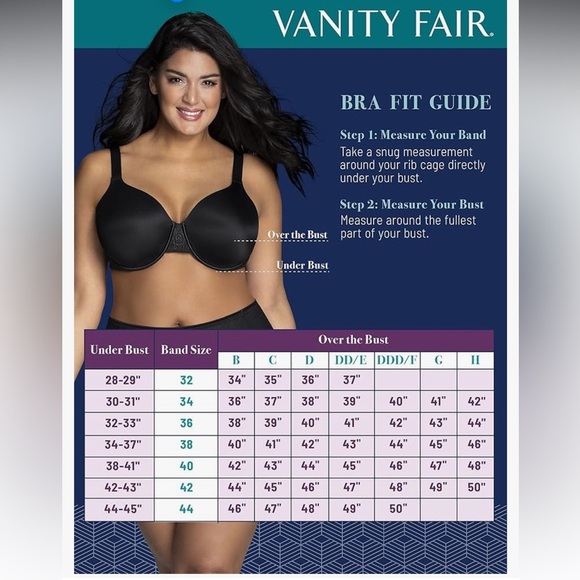 NWT Vanity Fair Full Figure Sz 42H Beauty Back Women's Black Full Coverage Bra - Picture 4 of 10